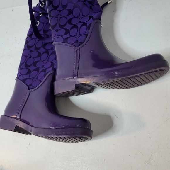 COACH Tristee Monogram Logo Lace Up Rain Boots Size 6B - Picture 8 of 14